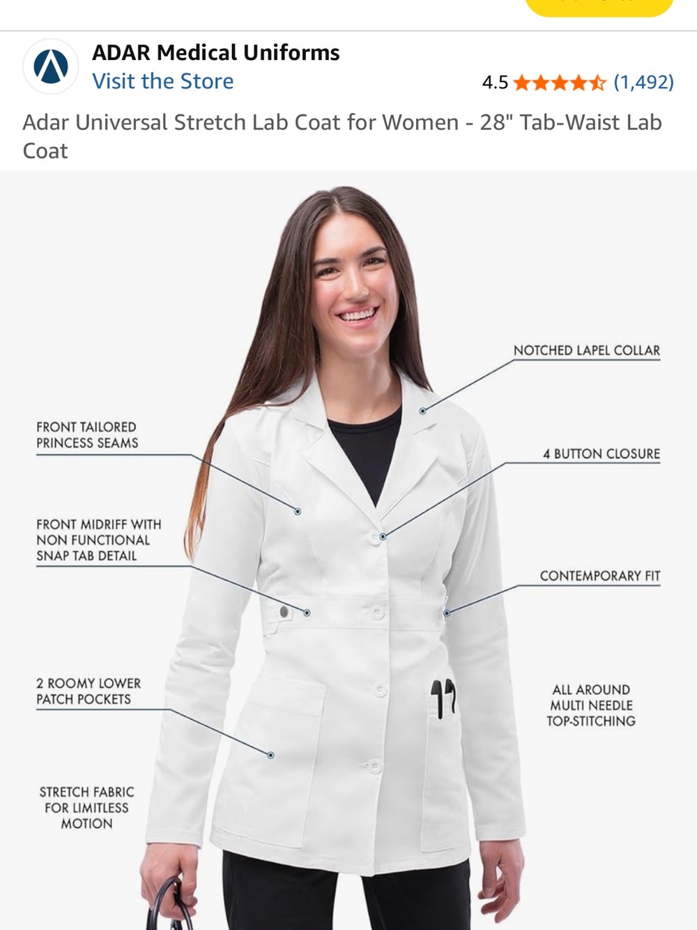 Ada White Women's Lab Coat
